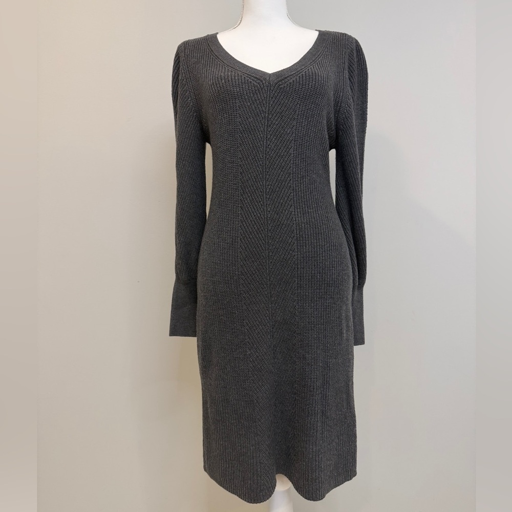 WHBM wool blend gray knit‎ sweater dress M